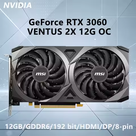 MSI NVIDIA RTX 3060 VENTUS 2X 12G OC Graphics Card 12GB GDDR6 192-bit PCI-E 4.0 HDMI DP 8-pin 1807 MHz For Game or office GPU