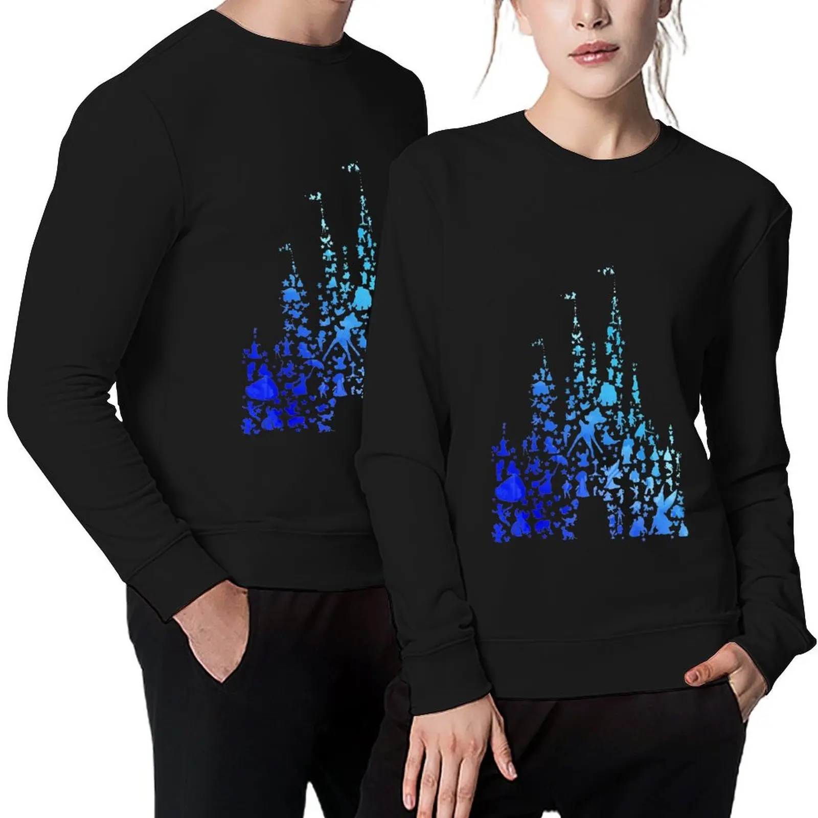 

Castle Inspired Silhouette Pullover korean clothes men's sweat-shirt set japanese style men clothing sports sweatshirt man