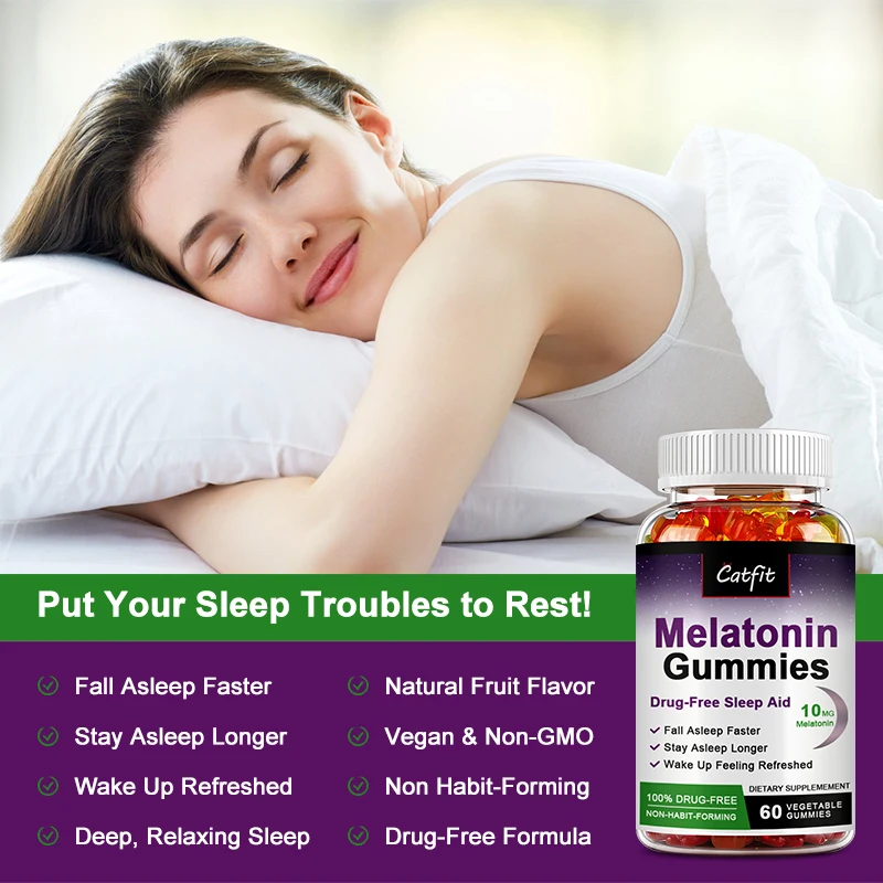 Catfit Vitamin B6 Melatonin Gummies Help Sleep Better Body clock adjustment Improve Immunity Health For Insomnia Adult