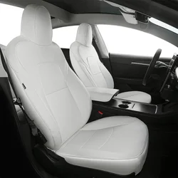 Full Set Car Seat Covers for 2017-2024 Tesla Model 3 Highland, White Nappa Leather Front and Rear Seat Cover Cushion Protectors