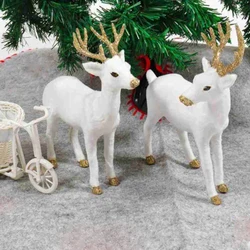 Plush Simulation Christmas White Reindeer Standing Xmas White Elk Deer Dolls Home Party Decoration  Decoration