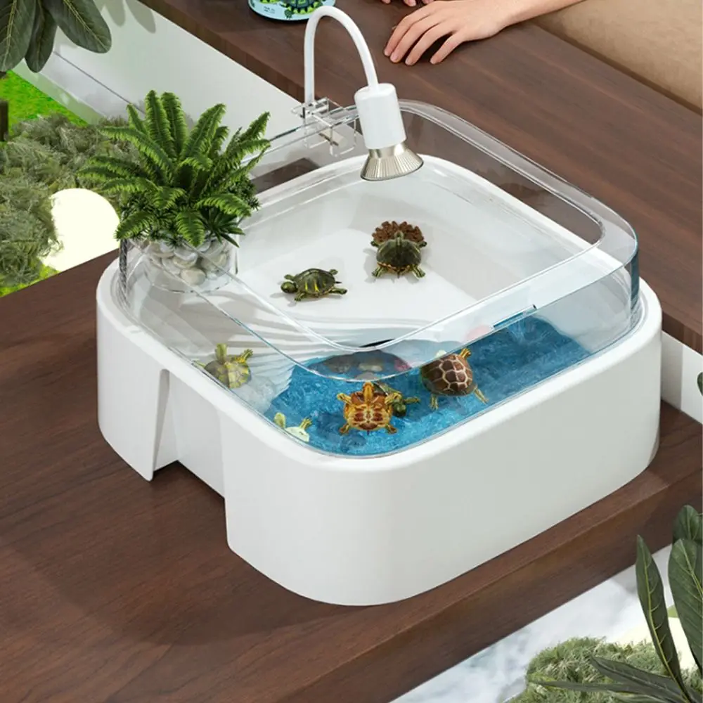 

Large Capacity Transparent Turtle Tank with Sun Platform Full View Breeding Box Plastic Anti Escape Turtle Aquarium