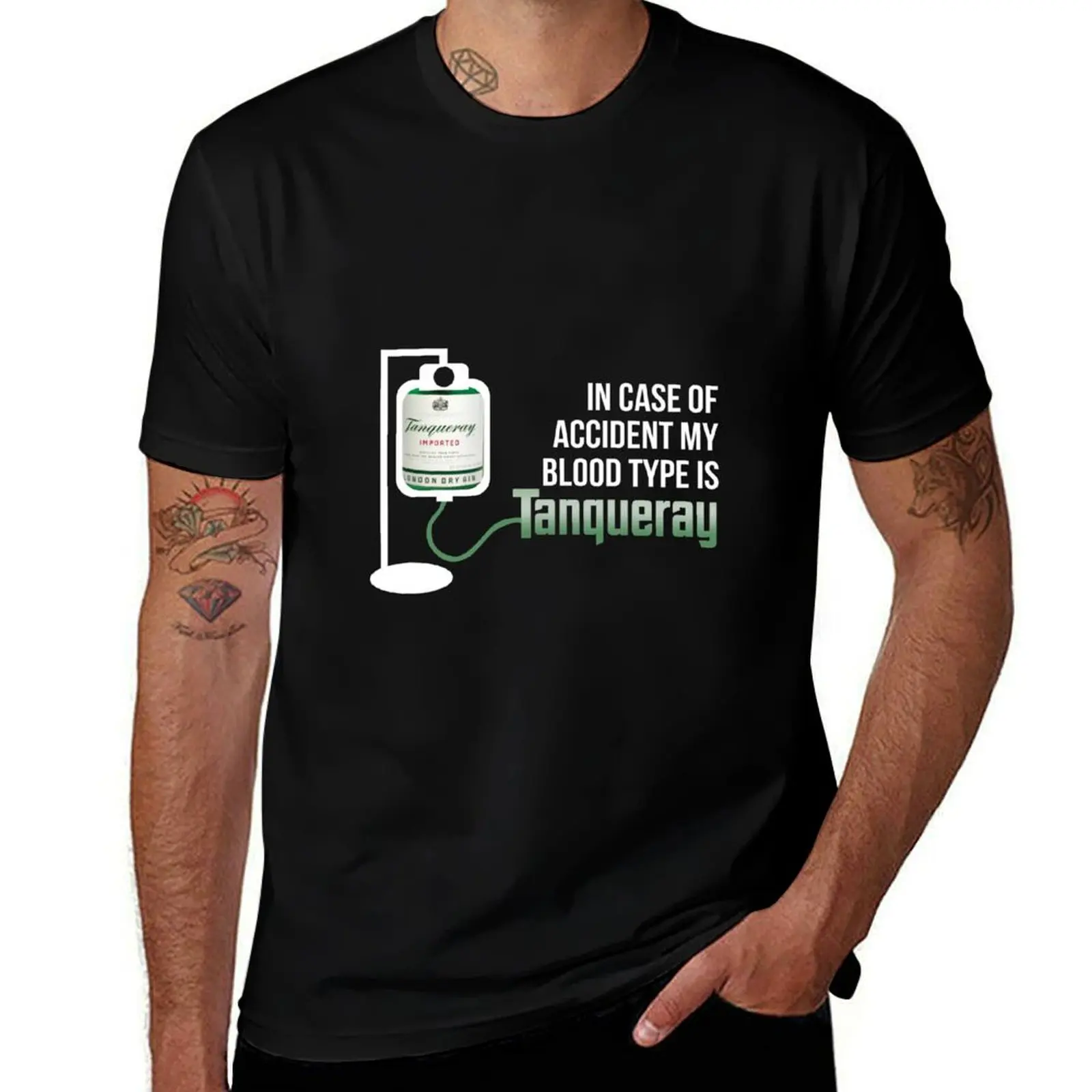 in Case of Accident My Blood Type is Tanqueray red t shirt svg, shirts for men, Funny Dad Gift, tshirt, shirt extender,  T-Shirt