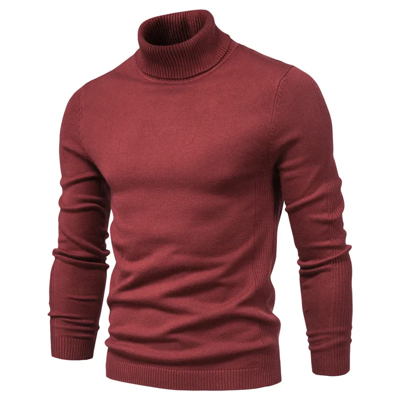 Winter Turtleneck Thick Mens Sweaters Casual Turtle Neck Solid Color High Quality Warm Slim Luxury Brand Men\'s Sweaters Pullover