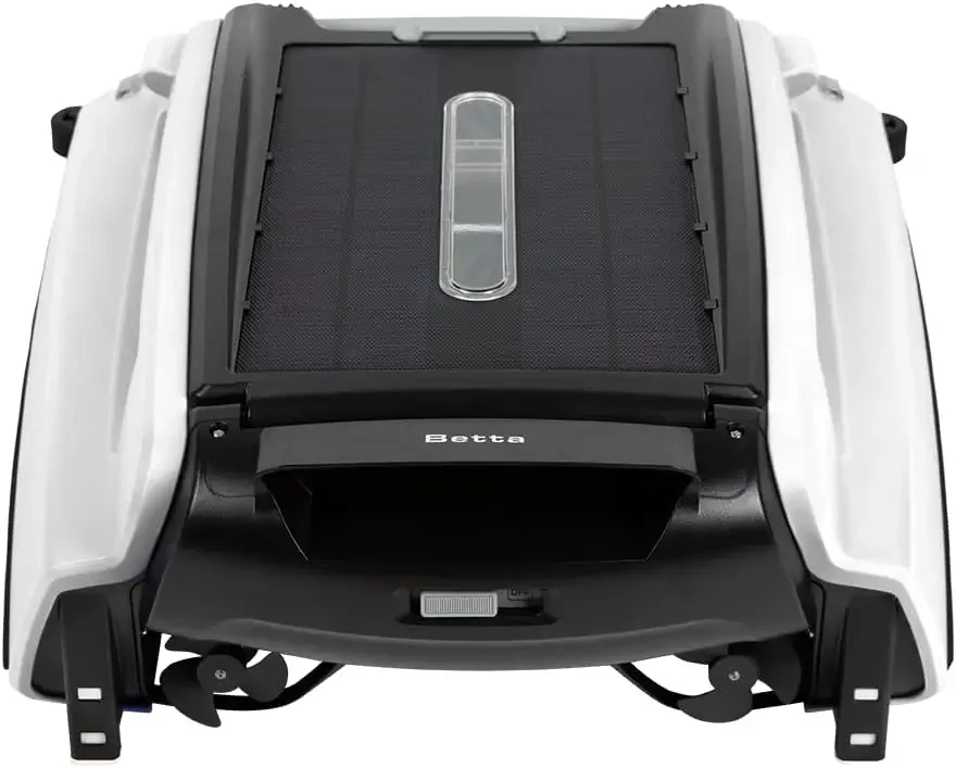 Solar Powered Automatic Robotic Pool Surface Skimmer Cleaner with 30-Hour Continuous Cleaning Battery Power and Re-Engi