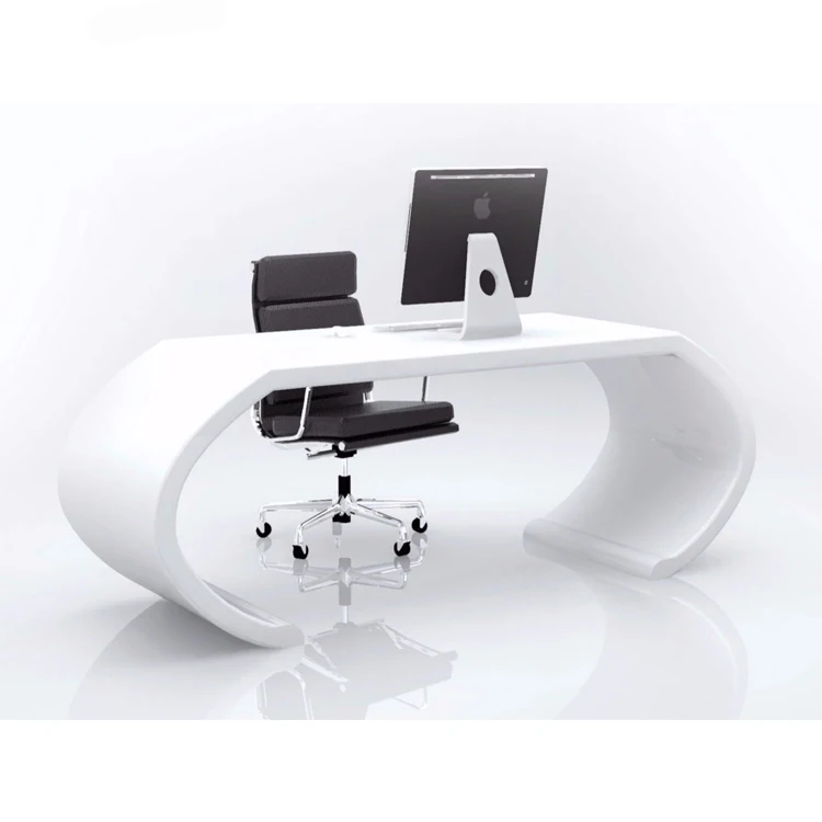 Luxury Acrylic White Executive Manager Room Office Computer Desk Home Study Table