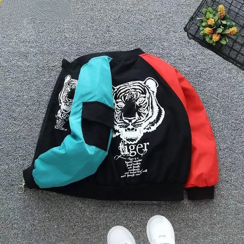 

Boys' Spring and Autumn Jacket New Versatile Mid sized Children's Baseball Jacket Korean Edition Cartoon Tiger Children Jacket