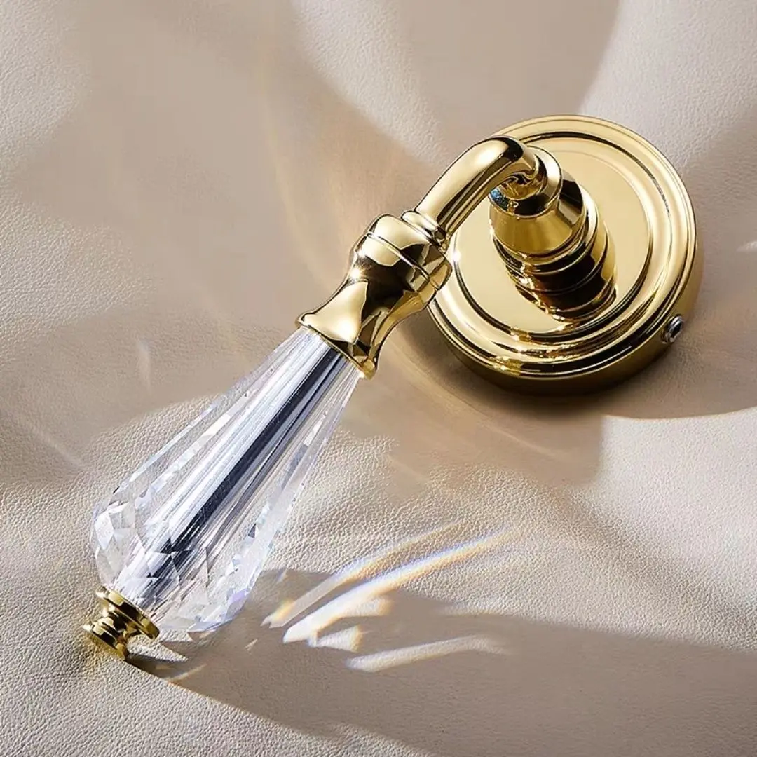 1 set Golden lock Bedroom door lock Split door silent lock Crystal door handle Home decoration accessories