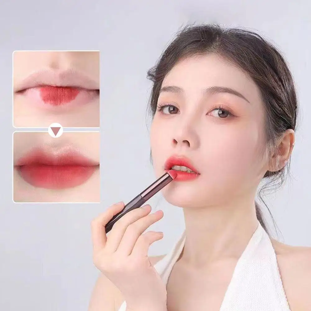 Runde Lippen bürste Aufbewahrung eimer Lippenstift Pinsel tragbare Make-up verschmieren Lippen stift Concealer Lip Liner Pinsel profession elle d1s5