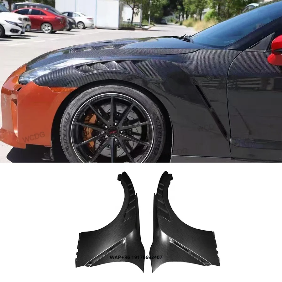 

ForNissan GTR R35 2008+ Nismo Style Dry Carbon Fiber Front Bumper Side Fender Front Air Vented Fender Mudguard Cover Bodykit