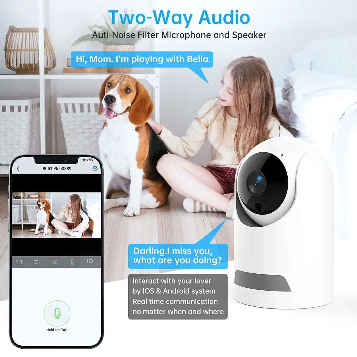 ANSVICAM 2K 5MP WiFi Smart Home Security Camera 1080p HD Real-time APP Alerts 2-Way Audio with Motion Tracking for Baby & Pet