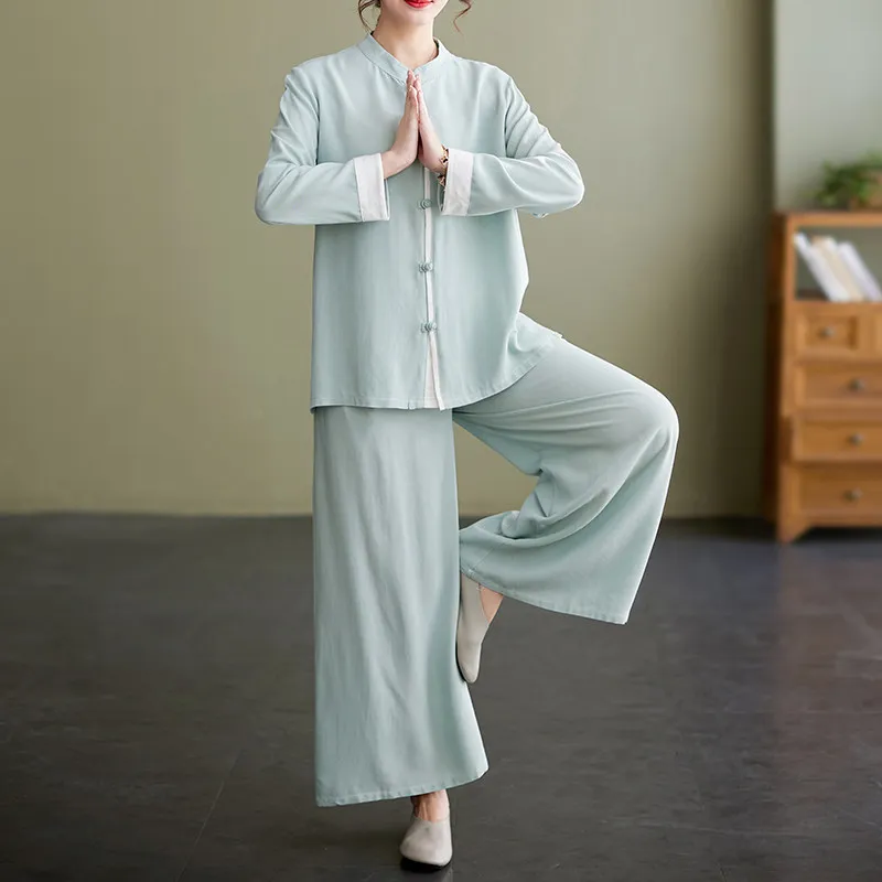 Premium High-End Unisex Tai Chi Uniform Two-Piece Set Summer 2026 Lightweight Cotton Linen Plus Size Breathable Meditation Robe