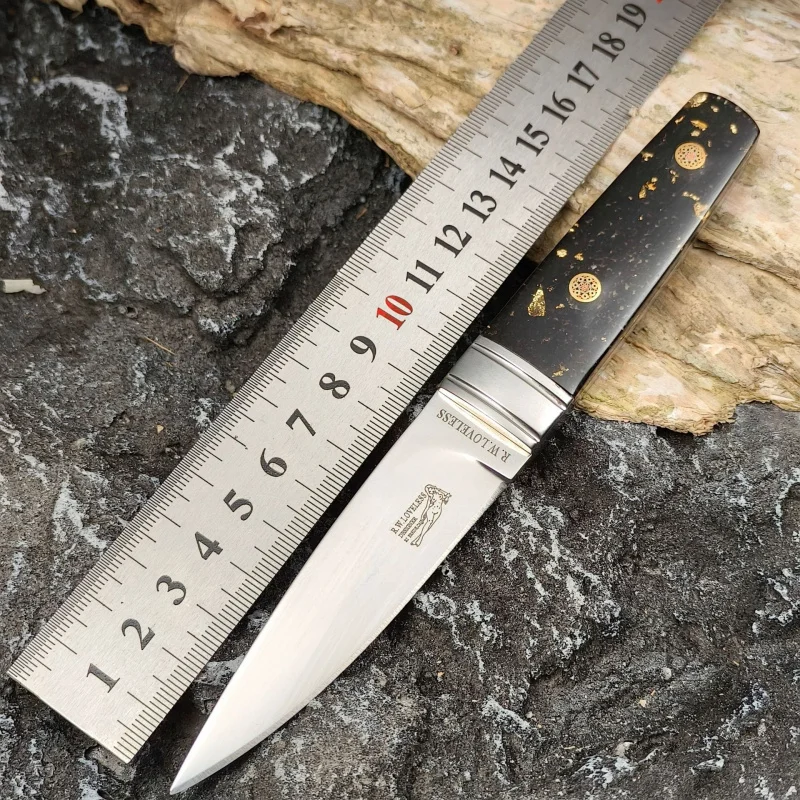 Outdoor KnivesM390High Hardness Nordic Small Straight Bright Mirror Collection Knife Camping Life-Saving Knife Fruit Knife