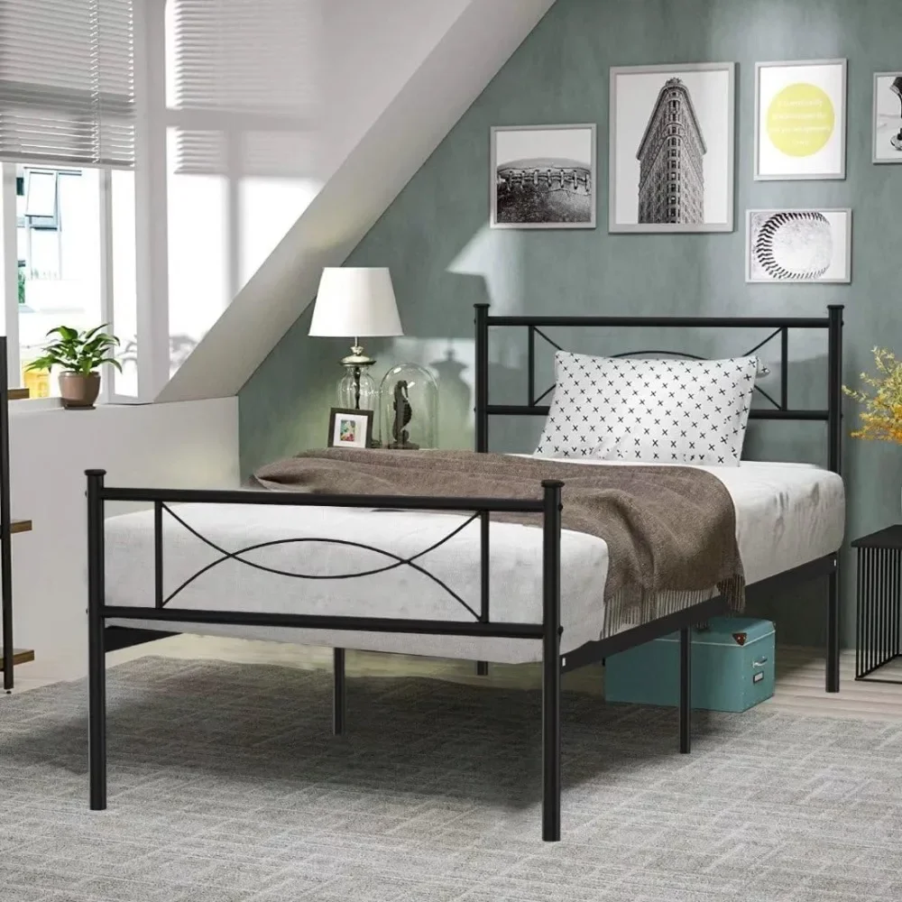 

Bed Frames Twin, Twin Size Platform Bed Frames with Headboard for Kids/Adults/Dormitory, No Box Spring Needed