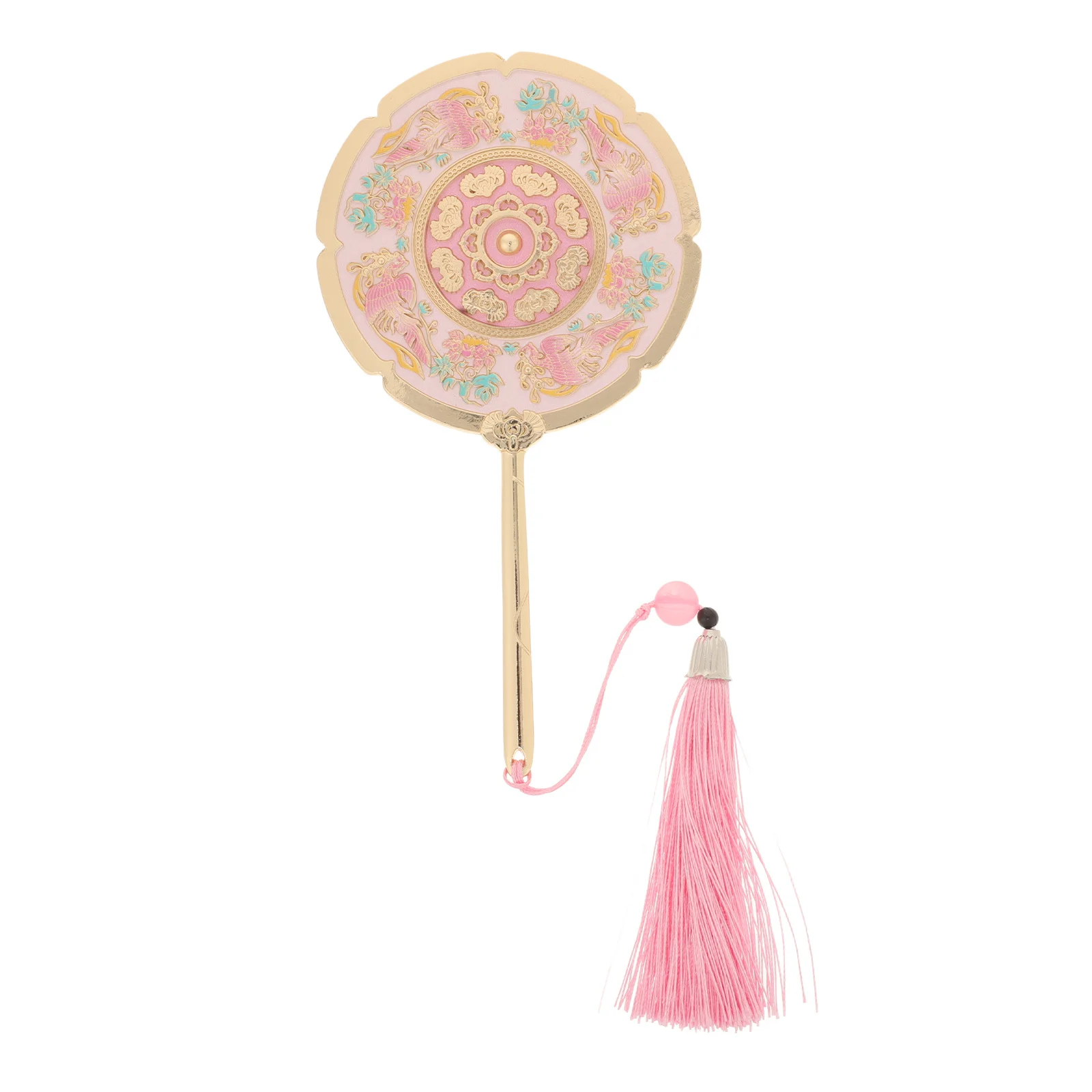 Portable Vintage Hand Mirror Gold Tassel Design Clear Reflection Ideal for on The Go Touch Ups Vintage Mirror Small