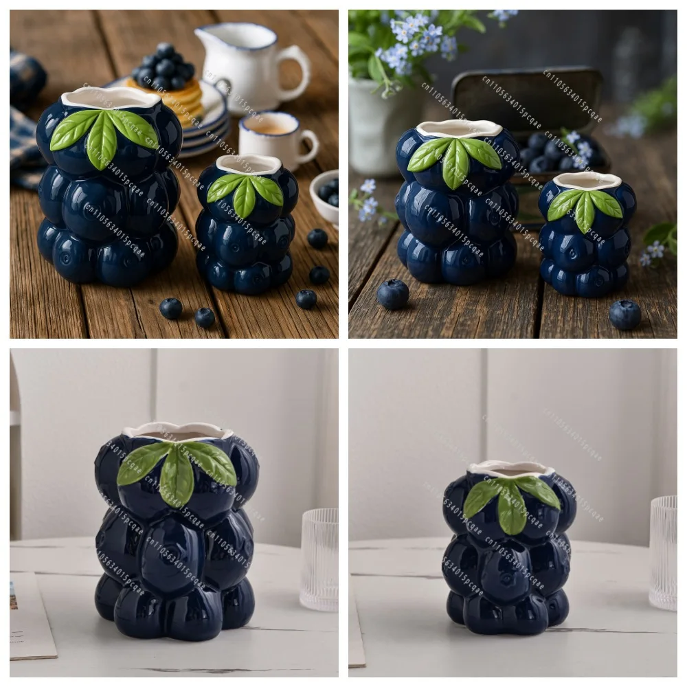 Cartoon Blueberry Fruit Shape Vase, Simple Flower Pot for Home Decor
