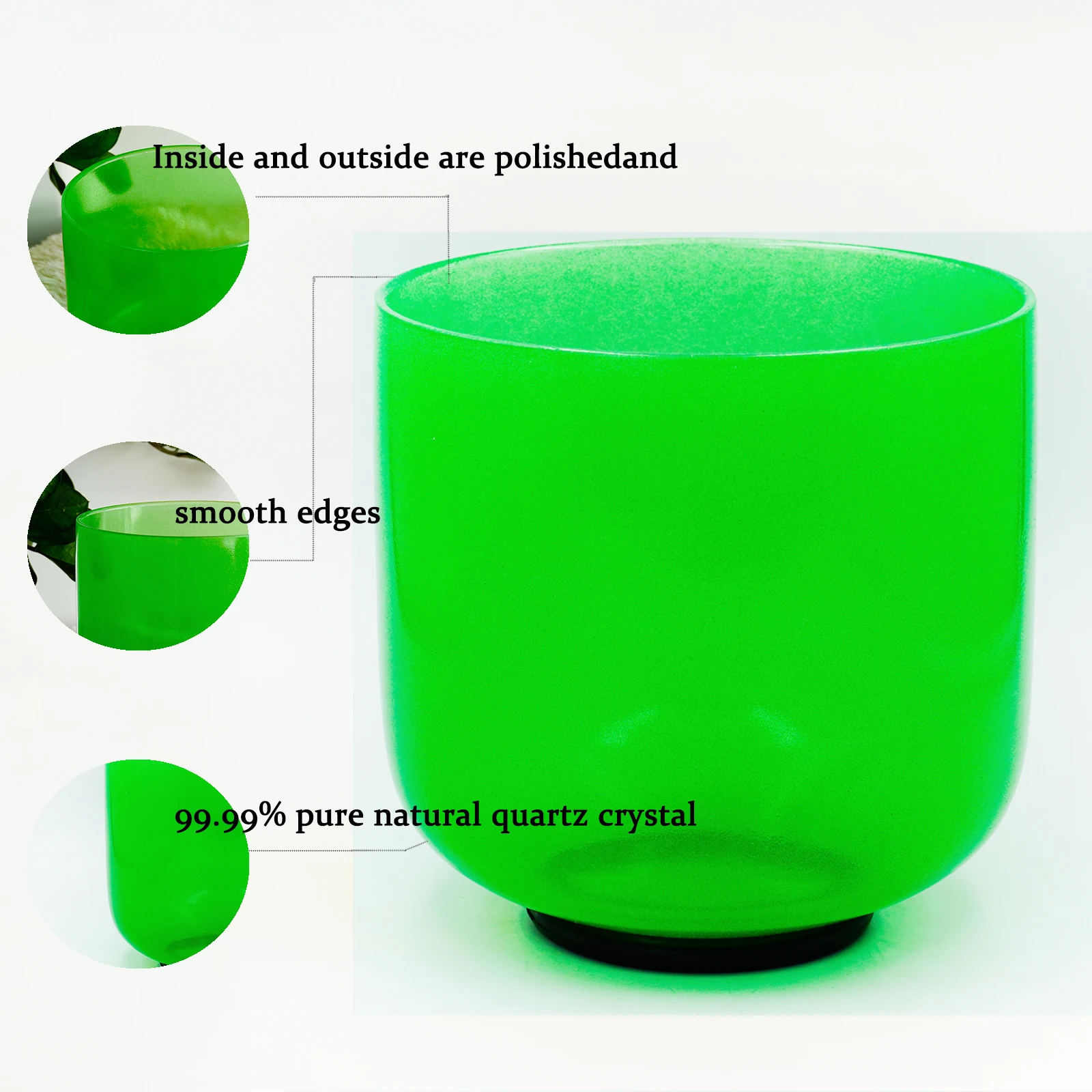 Star Linkup Premium 9 Inch Transparent Emerald Tinted Quartz Resonance Bowl, Professional-grade acoustic instrument calibrated for chakra harmonization, ideal for immersive sound therapy and spiritual rehabilitation