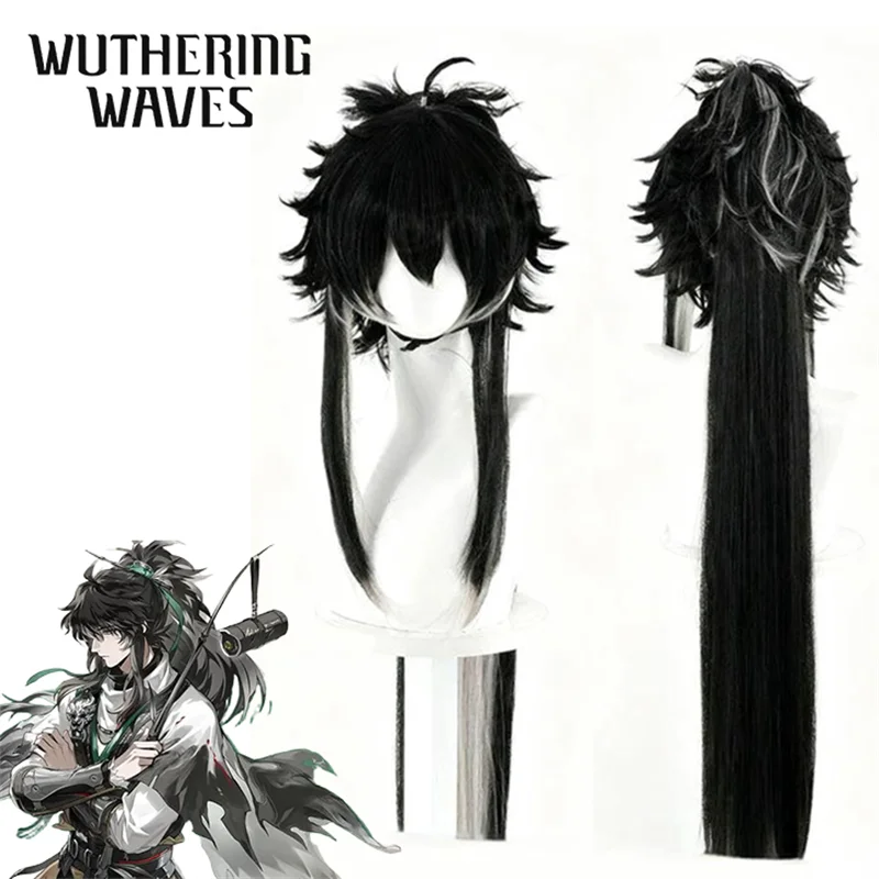 

Игра Wuthering Waves QIUYUAN Косплей Парик Черный Серый Длинные Вьющиеся Волосы Термостойкие Синтетические Парики Реквизит Для Хэллоуина