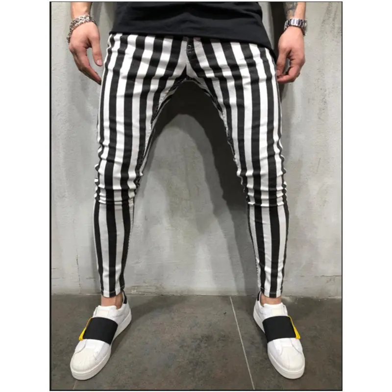 New Mens Black White Plaid Casual Pants 2024 Autumn Fashion Joggers Sweatpants Men Skinny Track Pants Man Trousers Ropa Hombre