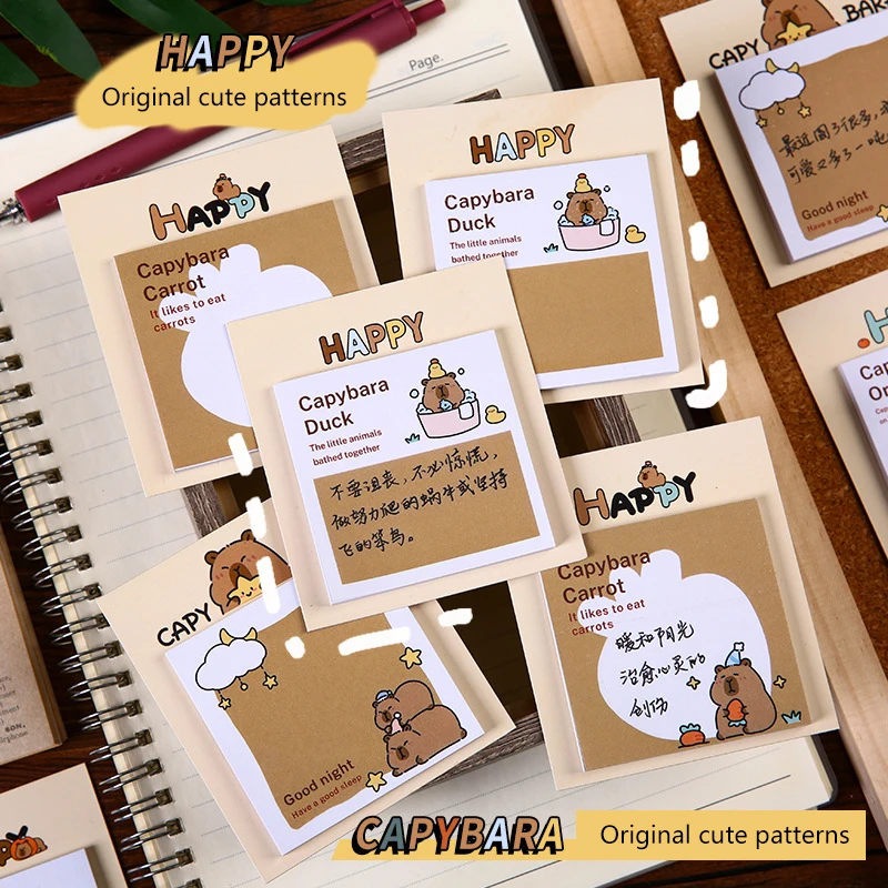 30Pcs DIY Journal Message Note Paper Notepad Cute Cartoon Creative Capibala Sticky Notes Student Stationery School Supplies