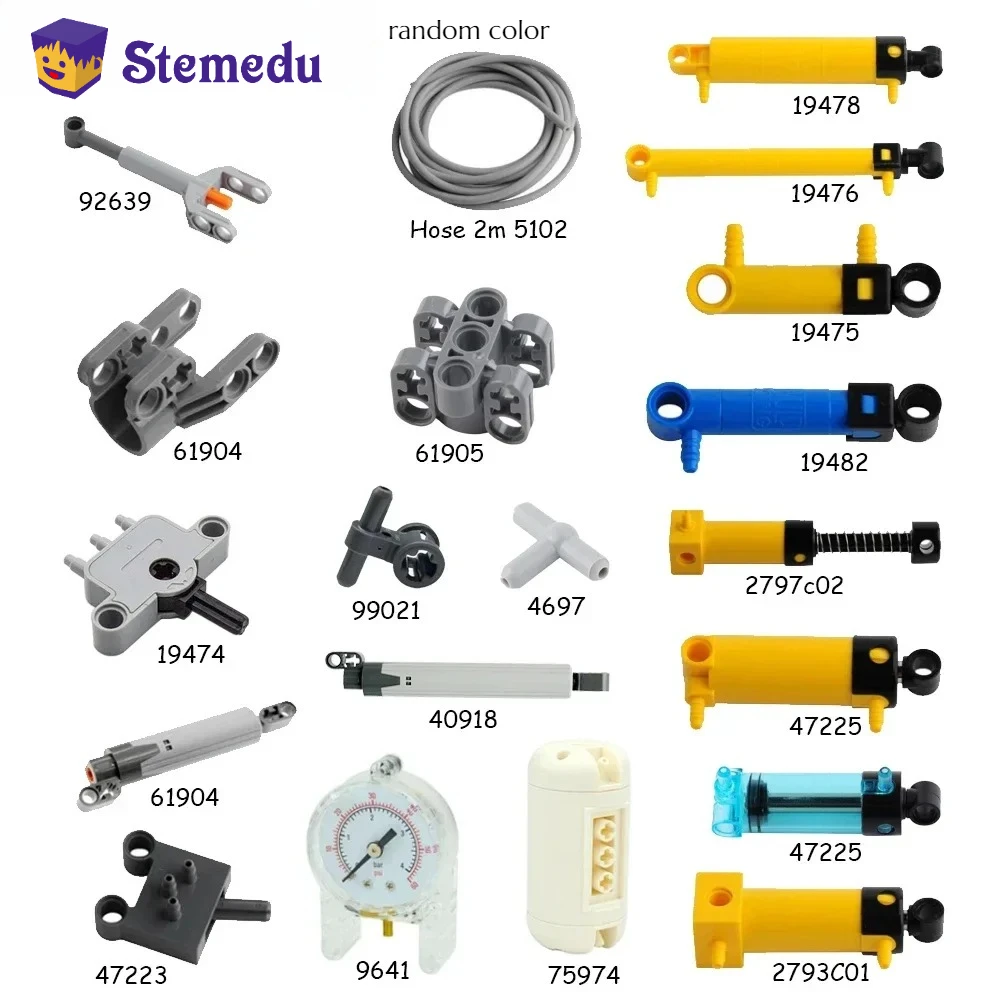 Piezas neumáticas MOC, manguera, bomba de aire, tanque, varilla de empuje, interruptor de Putter, cilindro, ladrillos de potencia de aire, bloques de construcción compatibles con Legoeds