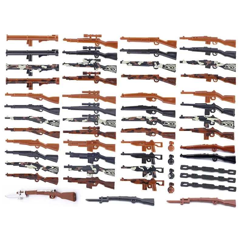 

WW2 Military Weapon Kar98k Rilfe Accessories Building Blocks Army Soldiers Figures Multicolor FG42 Machine Gun Part Bricks Toys