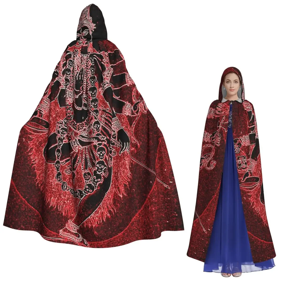Cosmic Kali Ma-Diosa hindú de la destrucción capa larga con capucha disfraz Medieval de bruja capa de Cosplay fiesta de Halloween adulto Unisex