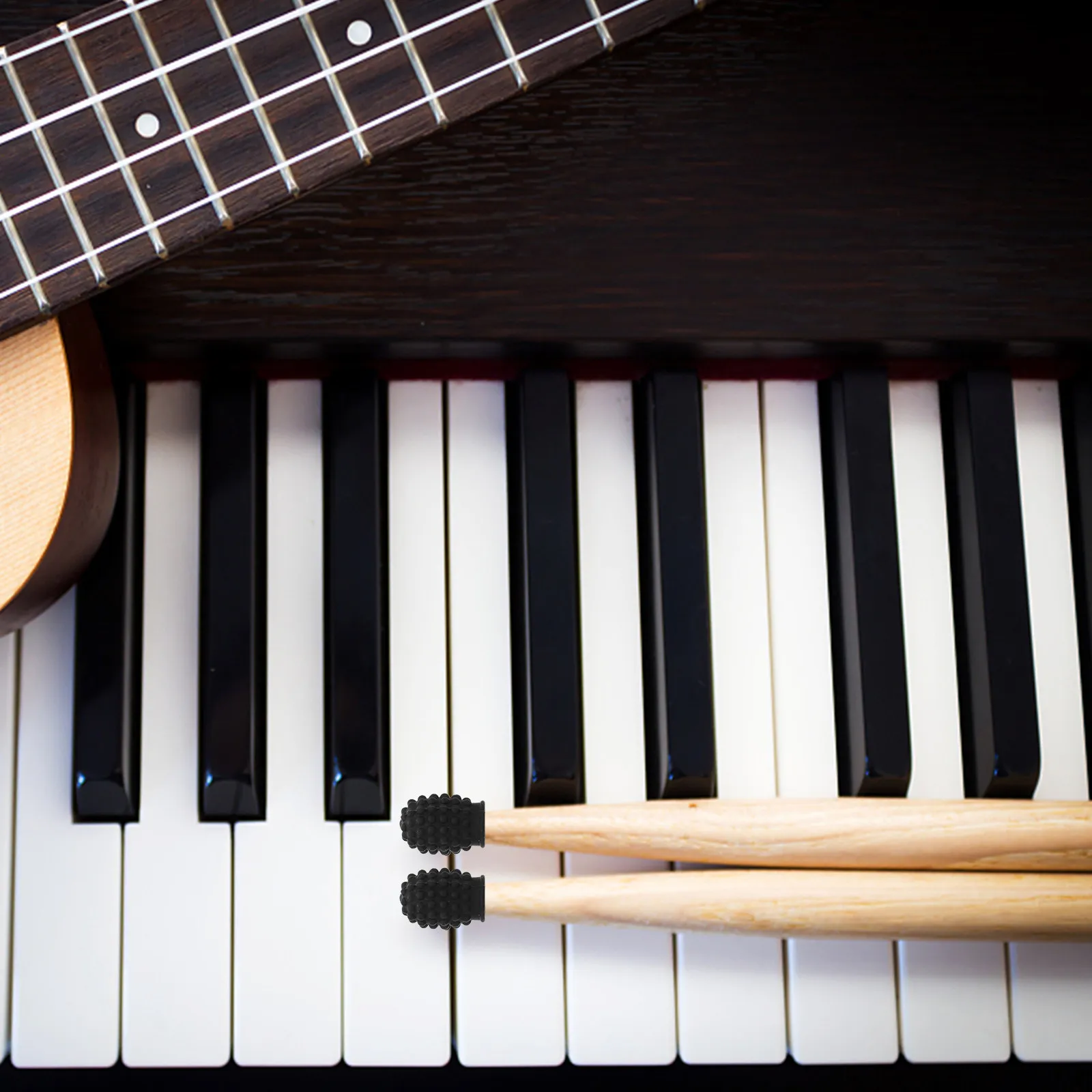 

1Set Drumstick Protectors Soft Silicone Covers for Silent Drumming Compact Design Easy Storage Fits All Sticks Percussion