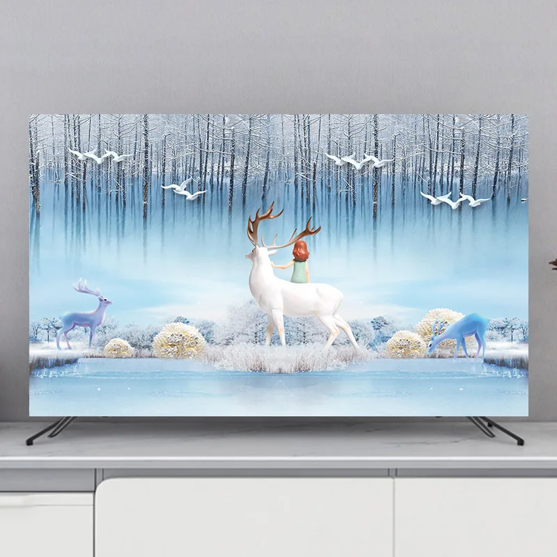 TV Cover Protection Dust Cover Household Hanging LCD TV Dust Cover Home Universal Flowers Decoration Simple High Quality