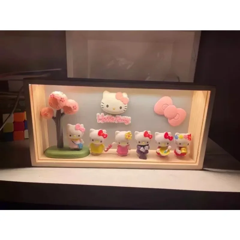 Sanrio Hallo Kitty Dekoration Puppe Anime Action figur niedlichen Spielzeug q figürliche Auto Schreibtisch Kuchen Dekoration Modell Kinder Geburtstags geschenke