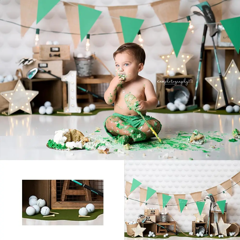 

Hole in One Golf Photography Backdrop Kids Baby Cake Smash Photocall Decors Child Boys Adult Sports Photo Shoot Backgrounds