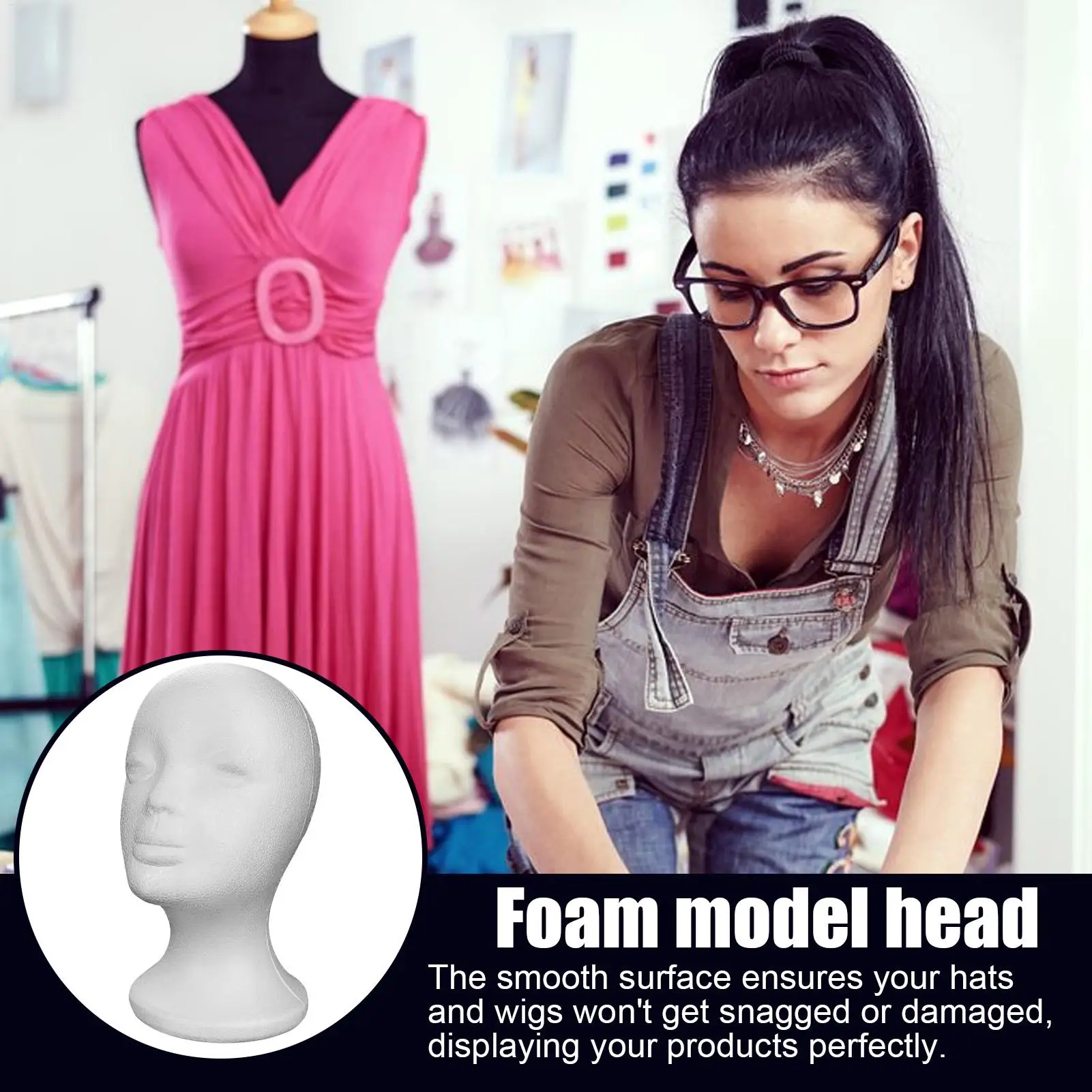 1PC wig mannequin head Female Styrofoam Mannequin Manikin Head Model easy to use Manikin Model Display Props for Arts Hairpieces