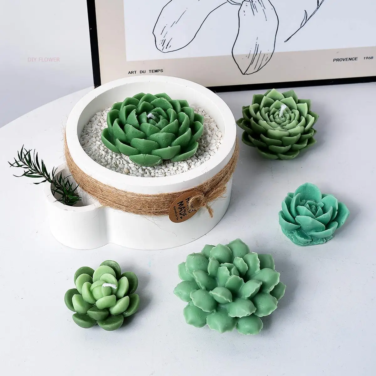 3D succulente candela stampo in Silicone fai da te fatto a mano pianta profumata sapone stampo in resina cioccolato Dessert stampo gesso mestiere