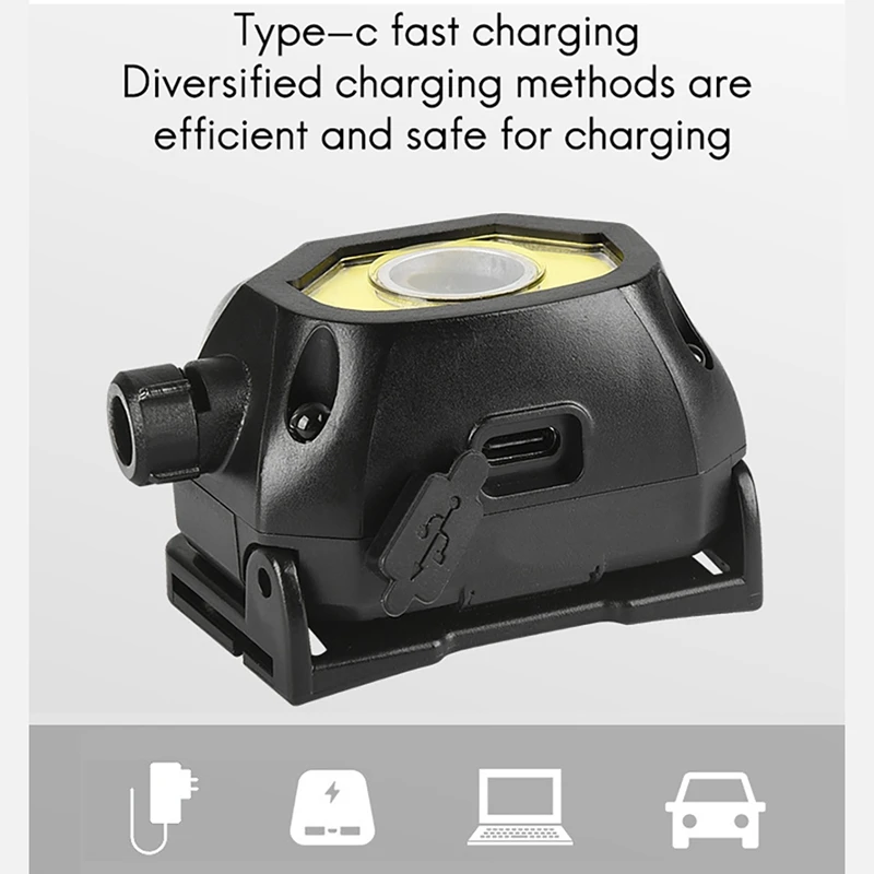Lampe de poche LED aste avec détecteur de mouvement, lampe frontale, lampe de sauna, super lumineuse, adaptée au camping en plein air, à la course, 2 paquets