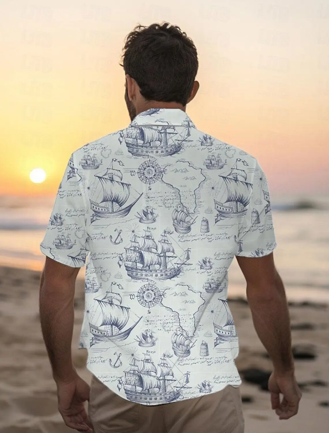 Camisa con estampado 3D Hawaiano para hombre, camisa de manga corta con botones, mapa de Graffiti, informal, vacaciones, uso diario, Harajuku,