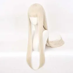 애니메이션 코스프레 Runa Yomozuki 가발 긴 직선 가발 깔끔한 뱅이있는 천연 골드 소녀를위한 내열성 합성 가발