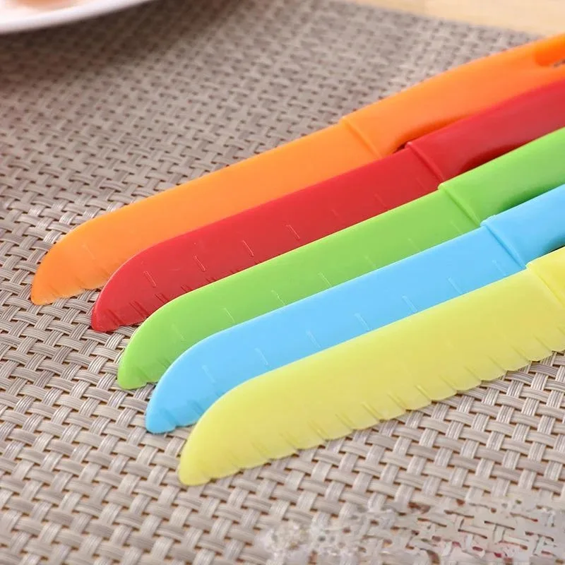 أطفال سكين البلاستيك الفاكهة سن المنشار القاطع آمنة المطبخ الشيف الخبز الخس طفل الطبخ السكاكين سكين الأطفال للأطفال #2