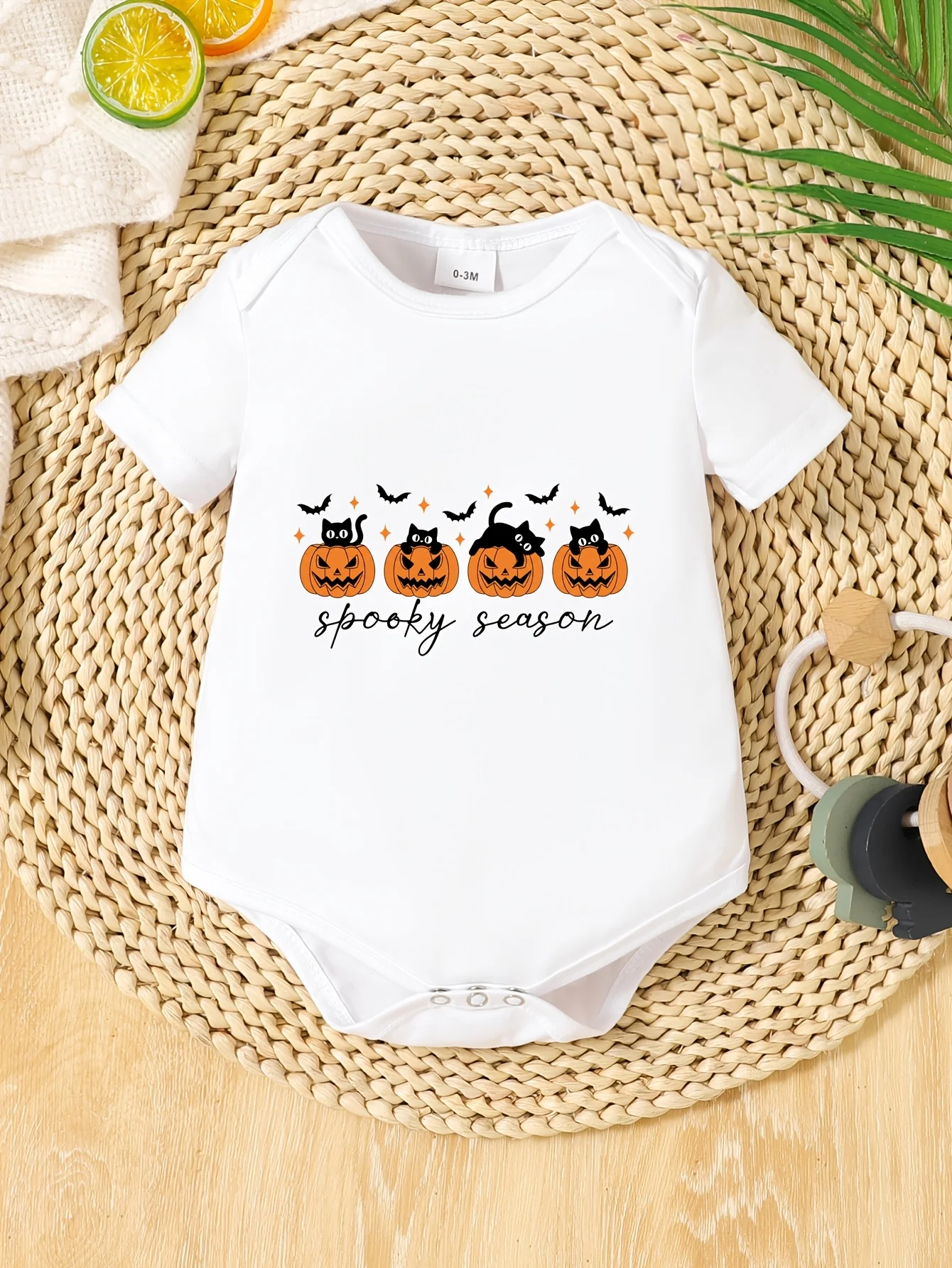 Halloween Themed Short Sleeve Romper Cute and Playful Style with A Festive Atmosphere for Outdoor Fashion Baby Gifts