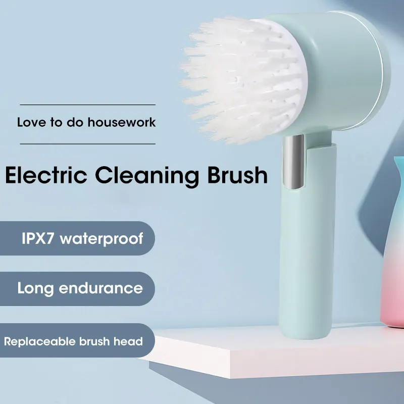 Kitchen Home Handheld Foldable Dishwashing Brush Cleaning Tool USB 5 in 1 Grooved Multifunctional Brush Electric Cleaning Brush