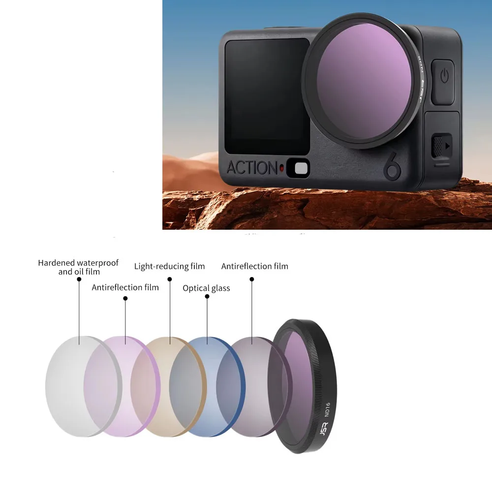 

Neutral Density Camera Lens Filter ND & CPL Filters Set for DJI Osmo Action 6 UV ND8/16/32 CPL BLACK MIST 1/4 Macro Filters