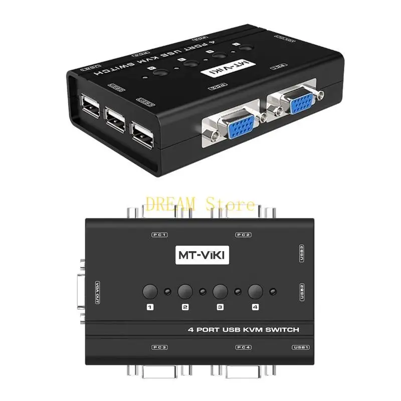 MT460KL 4 Ports USB KVM Switch Manual Switcher Selector Box Control 4 with Keyboard Mouse Monitor with 4 Cables Best Sale