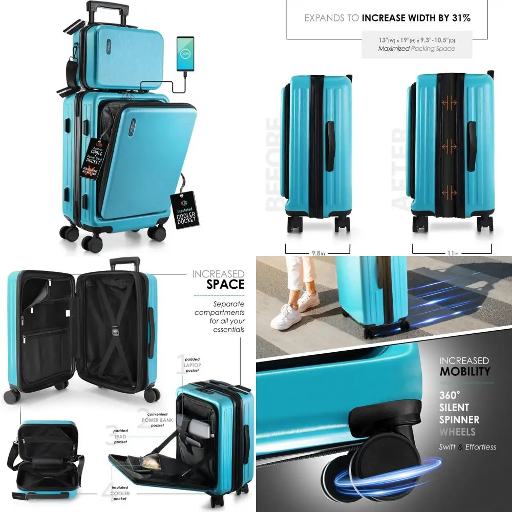 

Airline Approved 22 Inch Hard-Shell Carry-On Suitcase with Wheels, Durable Luggage for Travel, Compact Size for Easy Maneuverabi