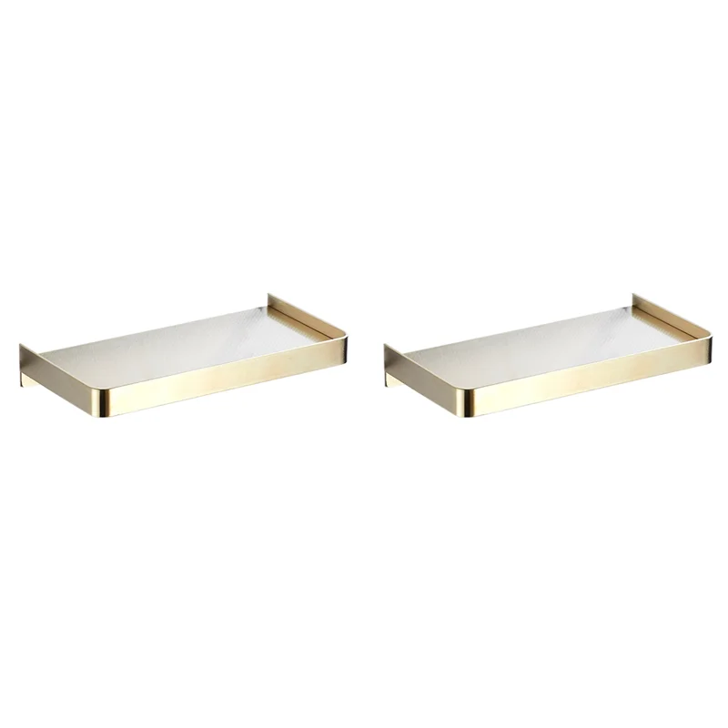 

AONEQ-2X Bathroom Shelf Phone Storage Rack Shelves Stainless Steel Wall Mount Shower Basket Holder Phone Holder (Gold)