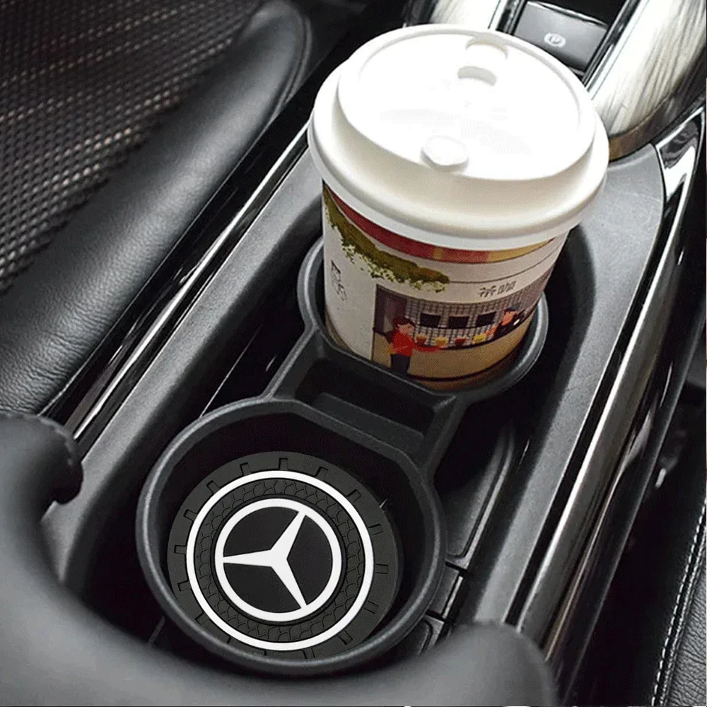 Car Coaster Water Cup Holder Anti-Slip Silicone Mat For Mercedes Benz AMG W203 W204 W205 W211 W212 W213 GLC GLA Car Accessories