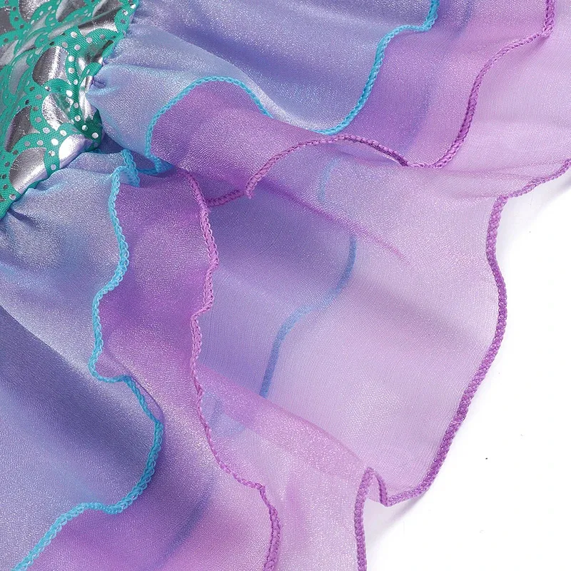 Ariel Girls Mermaid Dress Princess Costumes Cosplay Costume for Kids Summer Casual Halloween Birthday Party Outfit Set 2-10T