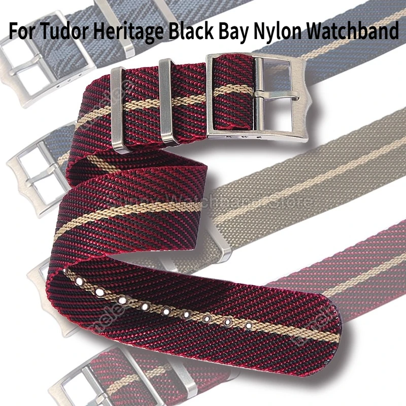 Stainless Steel Buckle 20 22mm Gray-Green Blue Black Nylon Watch Strap Breathable Anti-Sweat for Tudor Omega DW Swatch Conquest