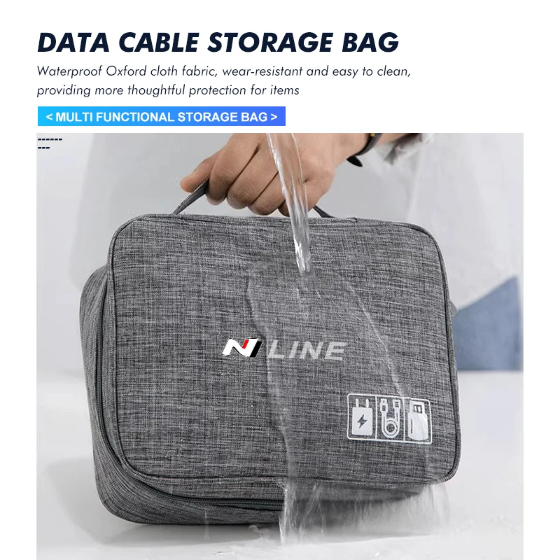 Car Digital Bag Data Cable Handbag Storage Bag Accessories For Hyundai Sonata i30 i20 Tucson Elantra Kona N Line view 2