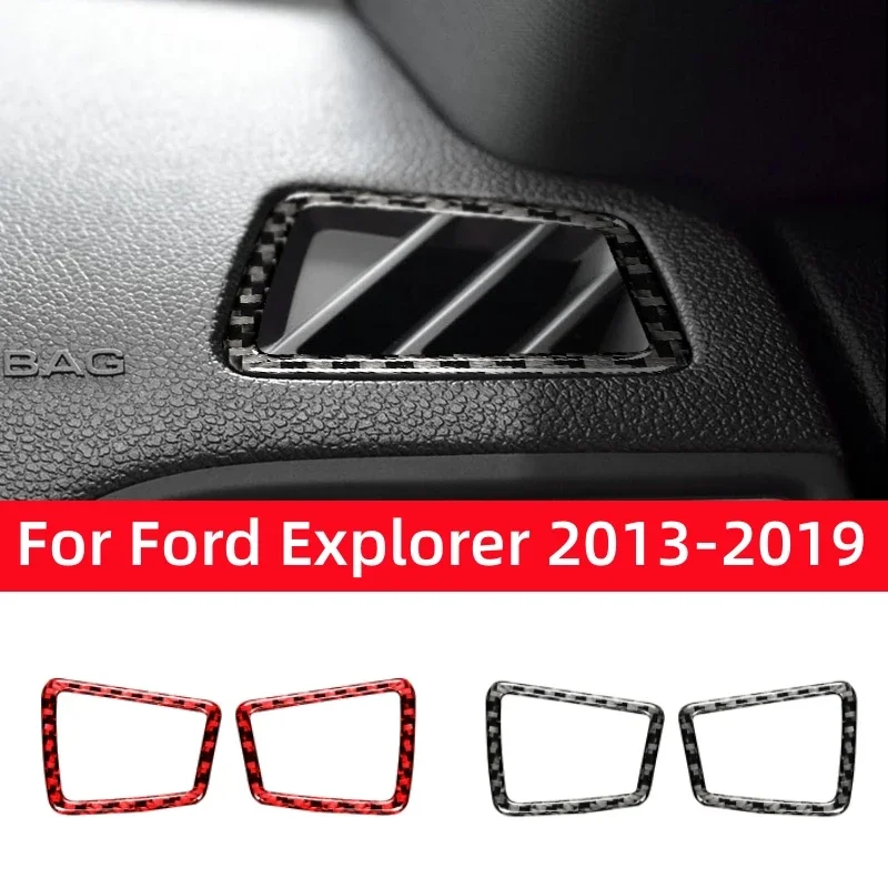 Carbon Fiber for Ford Explorer 2013-2019 Car Accessories Interior Car Instrument Panel Air Outlet Decoration Frame Trim Stickers