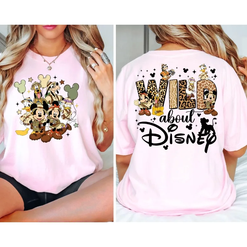 

Футболка из чистого хлопка с принтом в стиле животных Диснея для пар, модный и забавный мужской и женский топ с мультяшным принтом