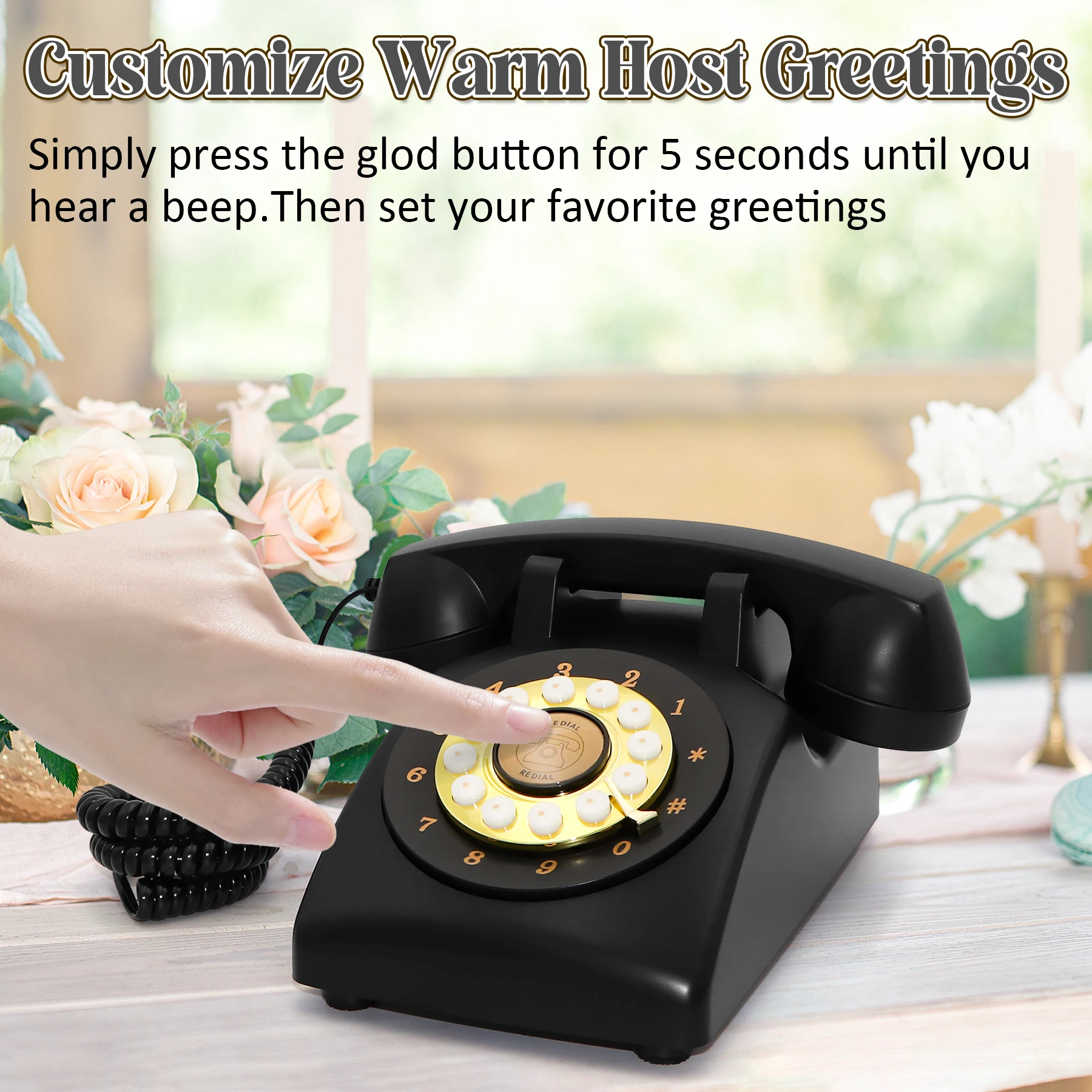 Audio Vintage Guestbook Telephone Wedding Birthday Party Voice Message Record Play Device Unique Retro Guest Blessing Recorder